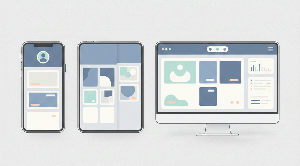 single app interface adapting across three window sizes at once